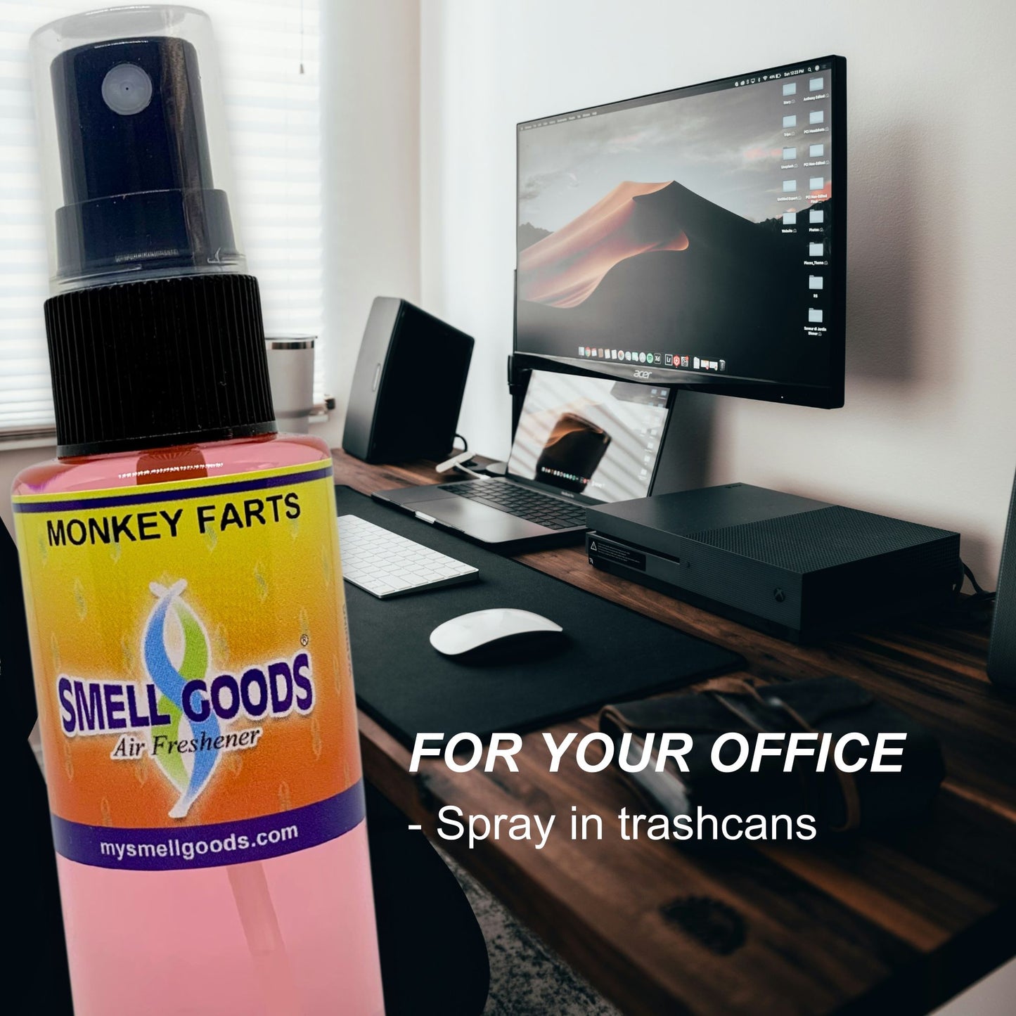 Monkey Farts Air Freshener by Smell Goods can be used in your office.